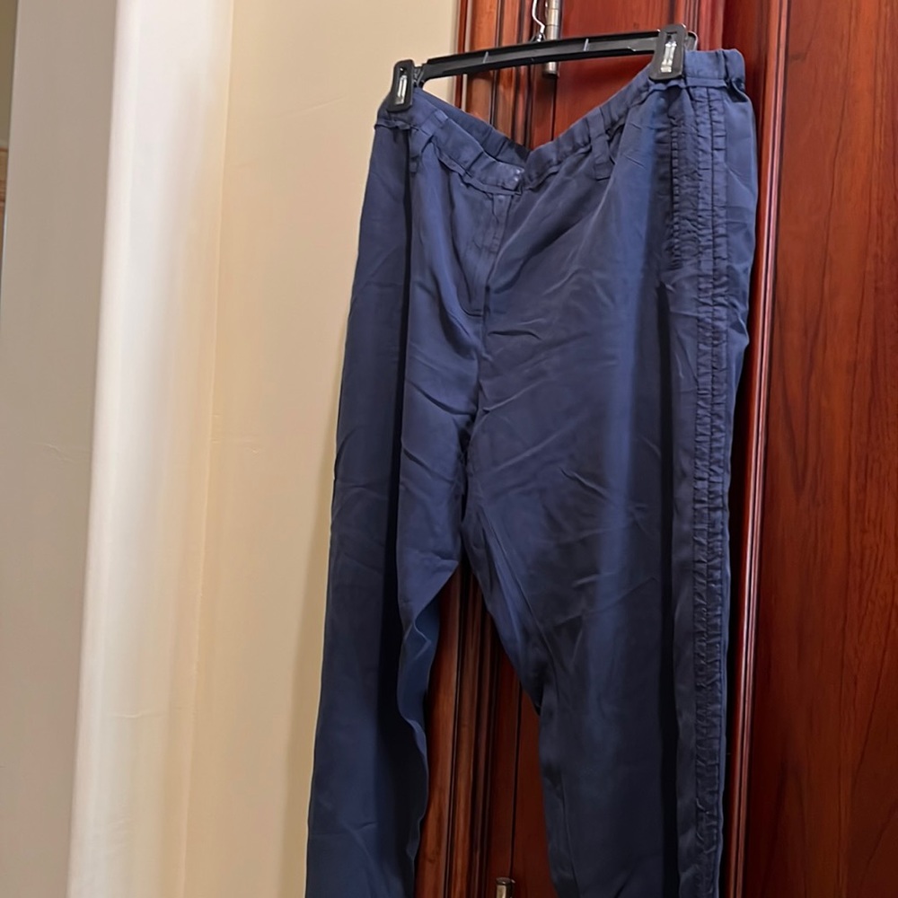 Silk long pants blue